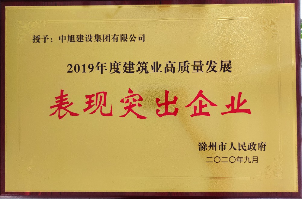 2019年滁州建筑业表现突出企业